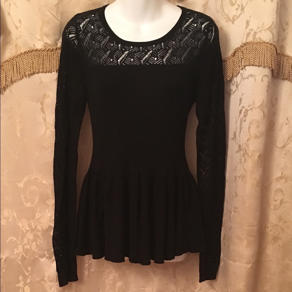 Stitches and Stripes Black Sweater